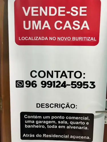 Vende-se casa Novo buritizal