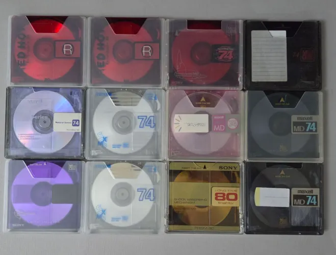 Lote 12 MD Minidisc usados gravados + Case