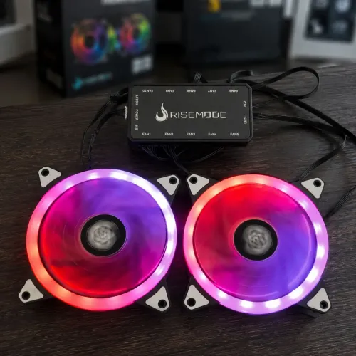 Kit 2 Coolers RGB Rise Mode + Controladora - Excelente Estado