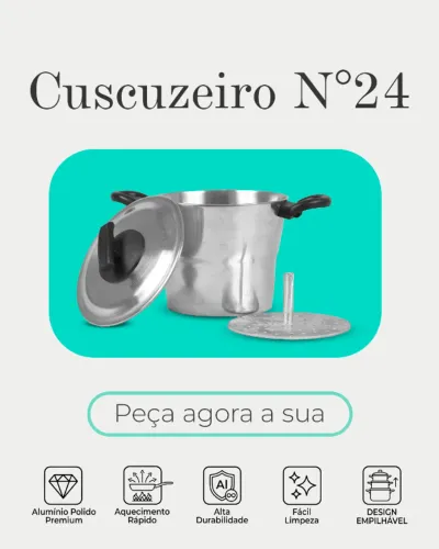 Cuscuzeiro N°24 de Alumínio Batido e Polido