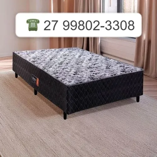 %Cama Box Casal 138cm Acoplado Black