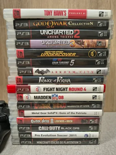 16 jogos PS3 + 2 controles + PS3 fat (necessita manutenção)