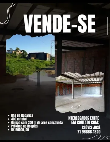  Vende-se galpão + terreno na ilha de Itaparica 