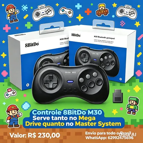 Controle Mega driver e Master System 8btido Novo lacrado