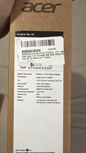 Notebook ACER Aspire 15