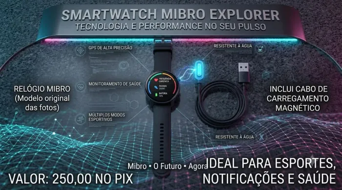 RELÓGIO INTELIGENTE MIBRO + CARREGADOR - OPORTUNIDADE ÚNICA!