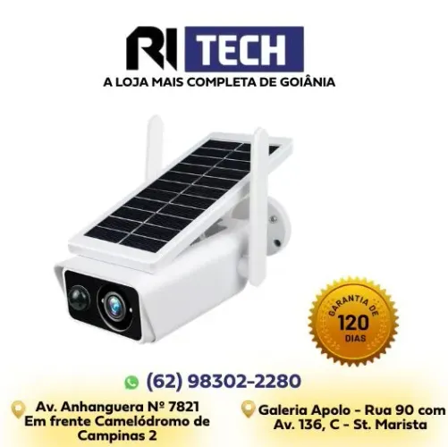 Câmera Segurança Externa Energia Solar Wifi Vigilância + Cartão de Memória de Brinde