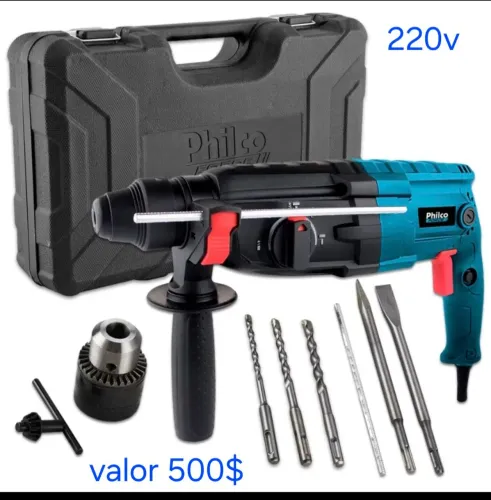 Martelete rompedor perfurador 900w 220v profissional philco com kit completo