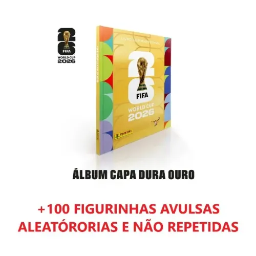 Kit Álbum Capa Dura + 100 Figurinhas Não Repetidas Oficial Copa do Mundo 2026