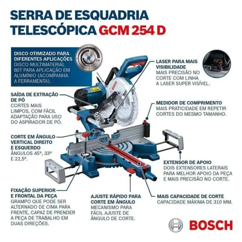 Serra de esquadria telescópica GCM 254 D