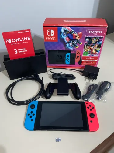 Nintendo Switch v2 + microSD 128gb + assinatura 3 meses switch online