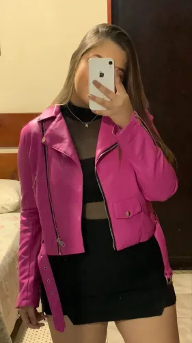 Jaqueta couro rosa