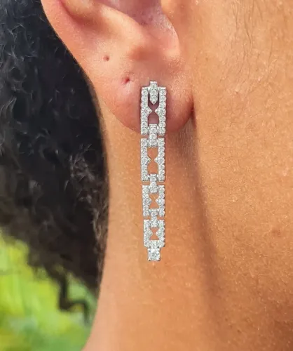 Brinco Longo Prata 925 c/ Ródio