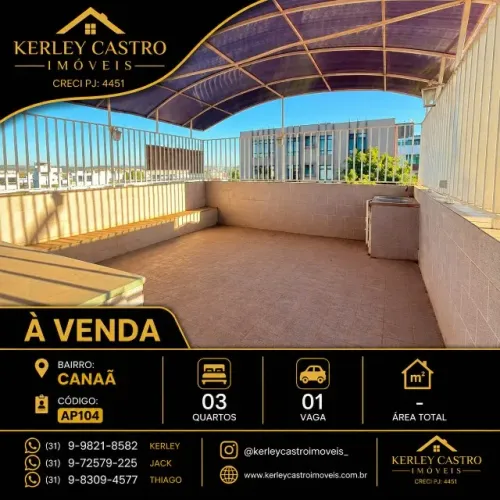 Vendo lindo apartamento com área privativa no bairro Canaã - Sete Lagoas, MG!