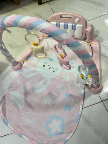 Tapete bebê educativo interativo rosa