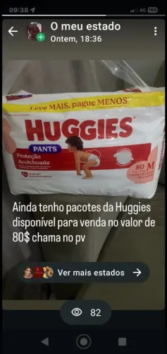 5 fraldas 80 reais cada .