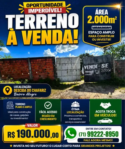 Terreno para venda ou troca em veículo 