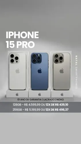 IPHONE 15 PRO, ZEROS, LACRADOS+GARANTIA MUNDIAL APPLE DE UM ANO