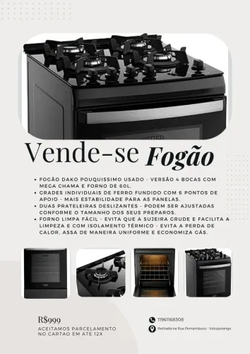 Vende se fogão excelente