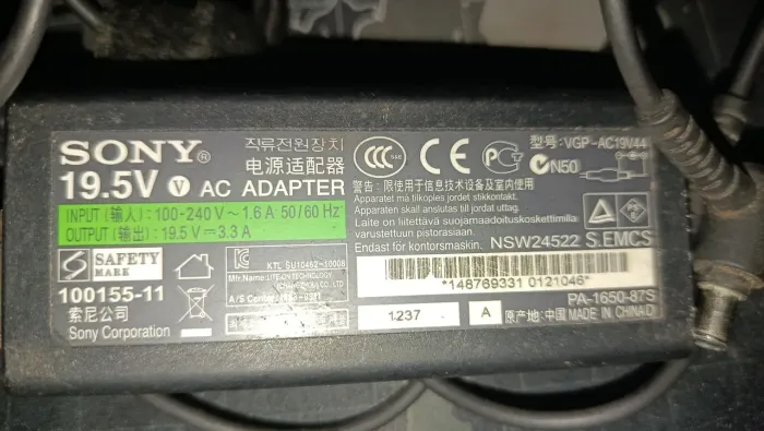 Carregador Fonte Original Sony Vaio 19.5V (Testado e Funcionando)