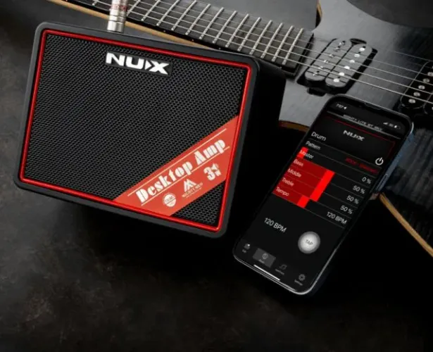 Amplificador mini, com Aplicativo no cell, bluetooth e drums.
