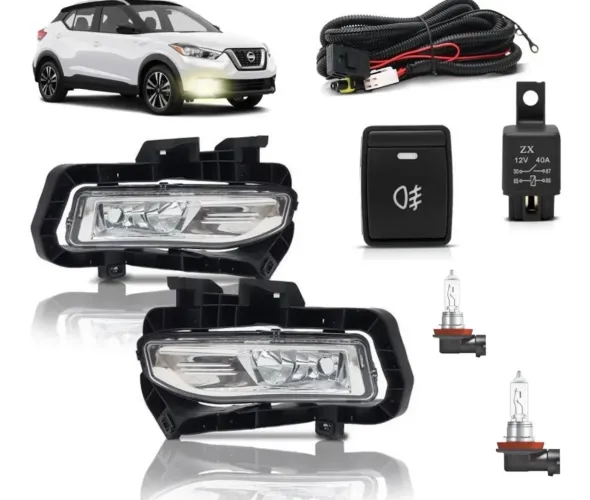 Kit Completo Farol Milha Auxiliar - Nissan Kicks Pcd S Sl Sv 2016 2017 2018 2019 2020