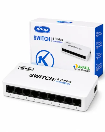 Switch 8 Portas Fast Ethernet 10/100Mbps - Novo - Ditudo Tech e Variedades