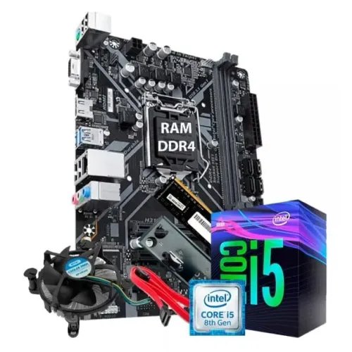 Kit Upgrade i5 8 Geração, DDR4 8GB, Placa Mãe A310
