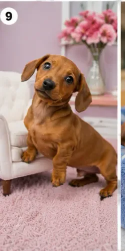 Cãozinho dócil e alegre Teckel/Dachshund/Salsicha/Salsichinha/Basset/Cofap