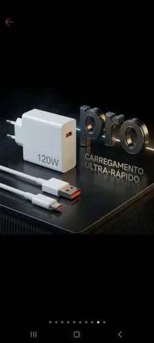 Carregador rápido de 120W COM 6A USB C cabo 1 m 