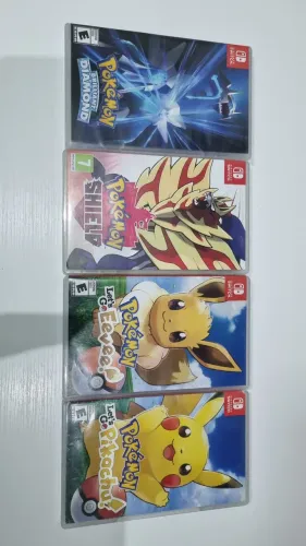 Jogos Pokémon Shield, Let's Go Eevee, Let's Go Pikachu e Brilliant Diamond