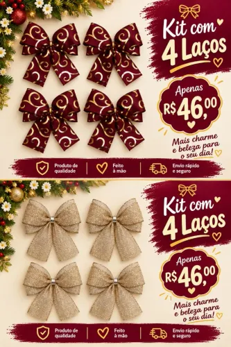 Laços artesanal para árvore de natal (18cm) chamar no chat para mais detalhes. ?