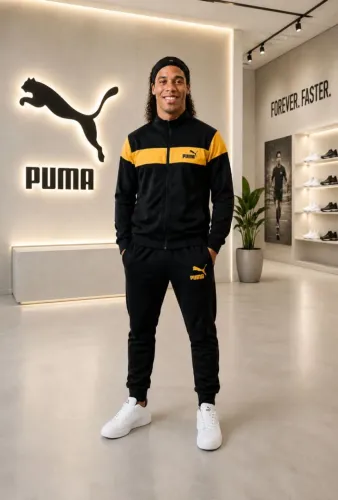 Agasalho Masculino Puma Preto/Laranja - NOVO - ORIGINAL - Tamanho G