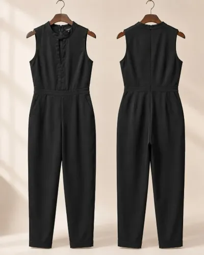 Macacão preto Bebe em crepe - tamanho G