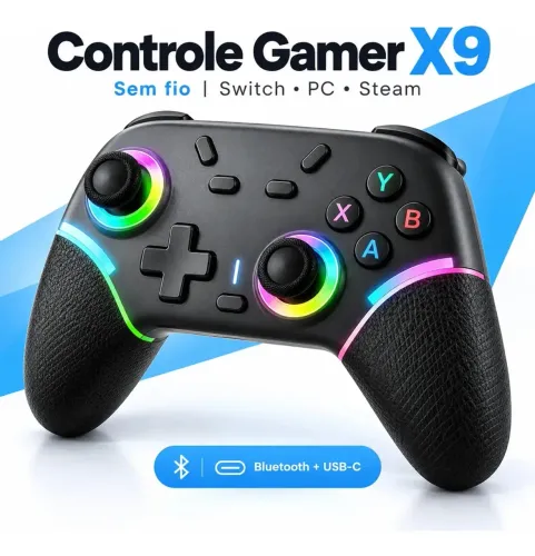 Controle Gamer Sem Fio Compatível Switch Oled Lite Steam PC