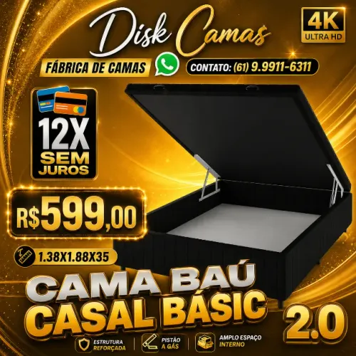 Cama Baú Casal 2.0 com Excelente Custo Benefício - R$599,00. Direto de Fábrica!