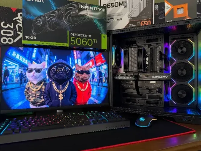 PC AM5 Ryzen 7-7800x3D B650M 16gb DDR5 SSD-M2 500gb RTX-5060 Ti 16gb