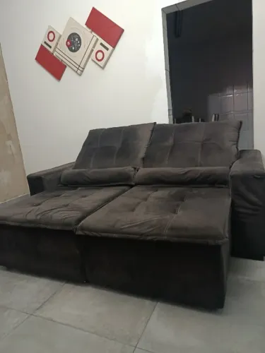 Sofá Retrátil Reclinável 3 Lugares marrom