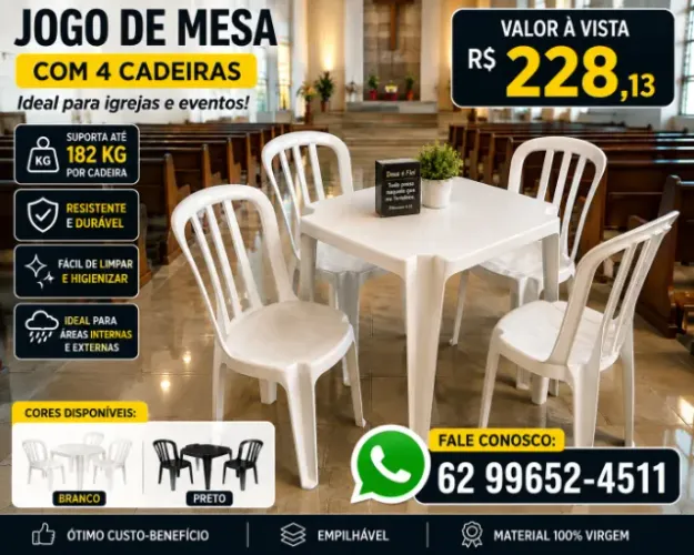 Jogo de mesa com 4 cadeiras