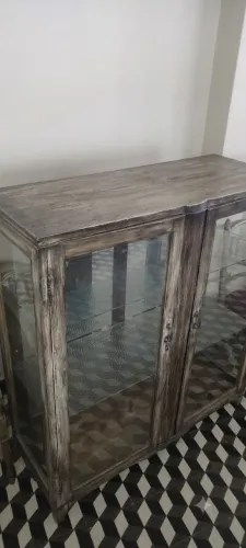 Cristaleira Vitrine Rústica Shabby Chic / Vintage - Madeira e Vidro