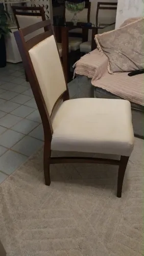 Conjunto Conjunto de 4 Cadeiras de Jantar em Madeira com Estofado Bege