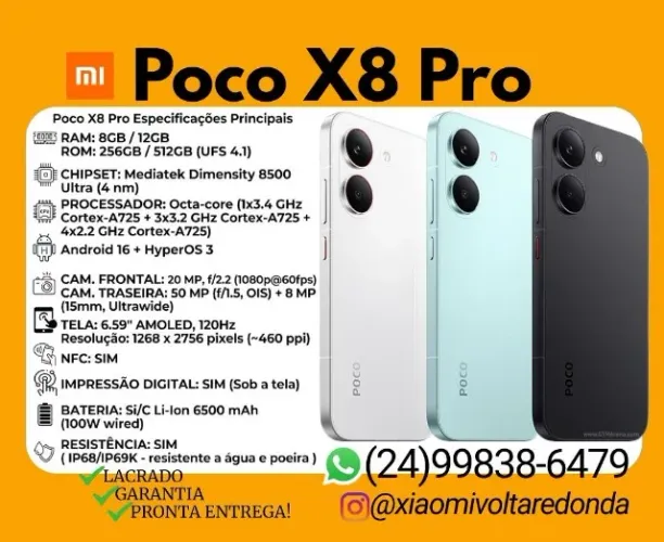 Xiaomi Poco X8 Pro Original, Lacrado, Com Garantia!!