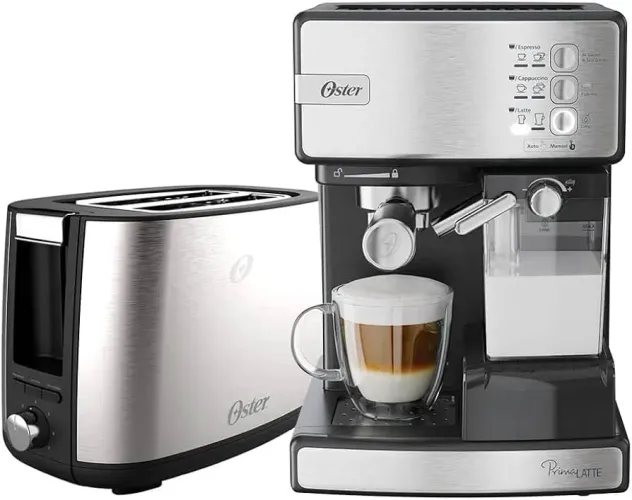 Usado 1 vez - Kit Inox Cafeteira Espresso Nova Primalatte e Torradeira Oster - 127V