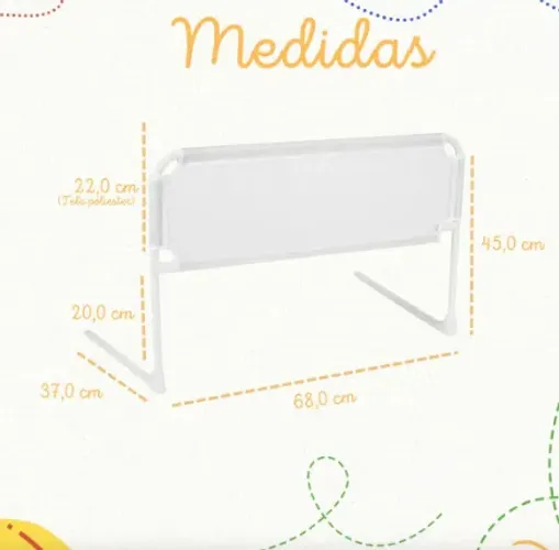 Grade de Proteção Dobrável para Cama, Barreira de Segurança Articulada