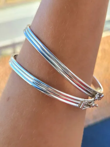 25% OFF! Bracelete Oval Fio triplo, Prata 925