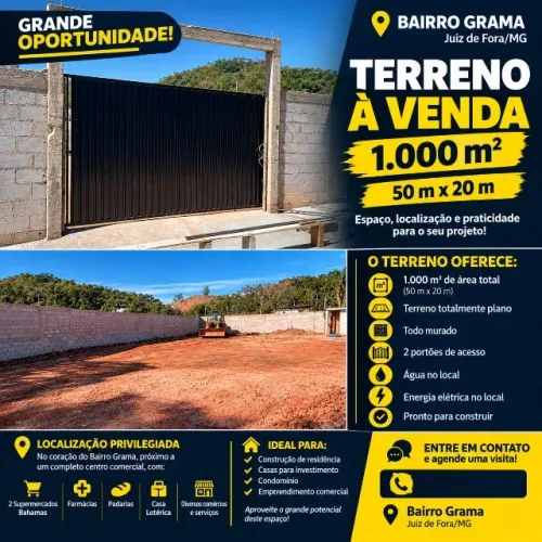 ? TERRENO À VENDA - 1.000 m² NO CORAÇÃO DO BAIRRO GRAMA!