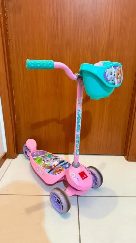 Patinete Infantil Rosa Patrulha Canina 3 Rodas Bandeirante