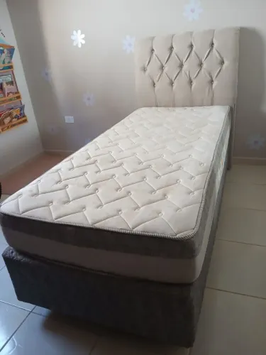Cama Box Solteiro Biflex Ibiza + Cabeceira Probel Completa