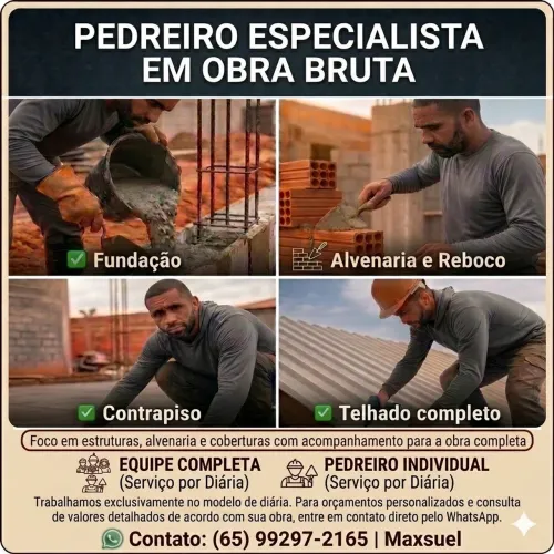 PEDREIRO ESPECIALISTA EM OBRA BRUTA 