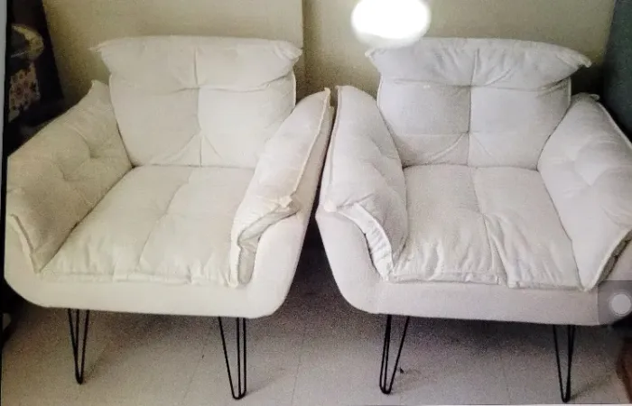 Kit 2 Poltronas Decorativas Sala, Quarto, Closet, Opala Suede Branco